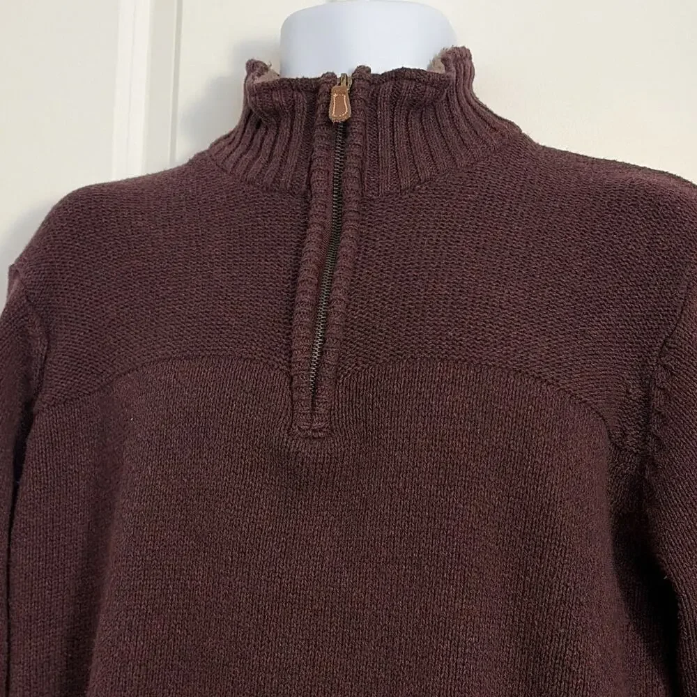 Oscar de la Renta Burgundy Knit Mock Neck 1/4 Zip Pullover Sweater Men's L